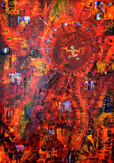 Afrikanischer Schild 6019, Acryl auf Leinwand, 140 x 100 cm / sold