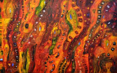 Eyes of Jungle 4023, Acryl auf Leinwand, 100 x 160 cm