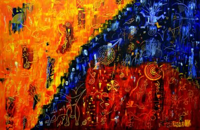 Stier, Energie, Mensch 11019, Acryl auf Leinwand, 80 x 120 cm / sold