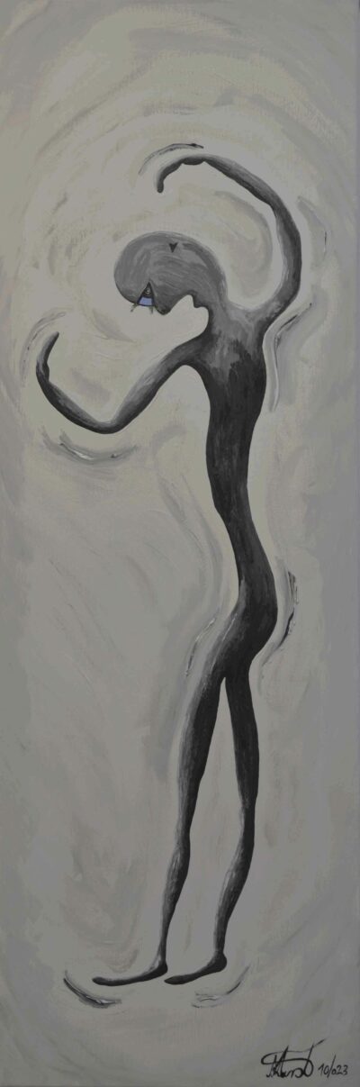 Umarmung,10023, Acryl auf Leinwand, 120 x 40 cm